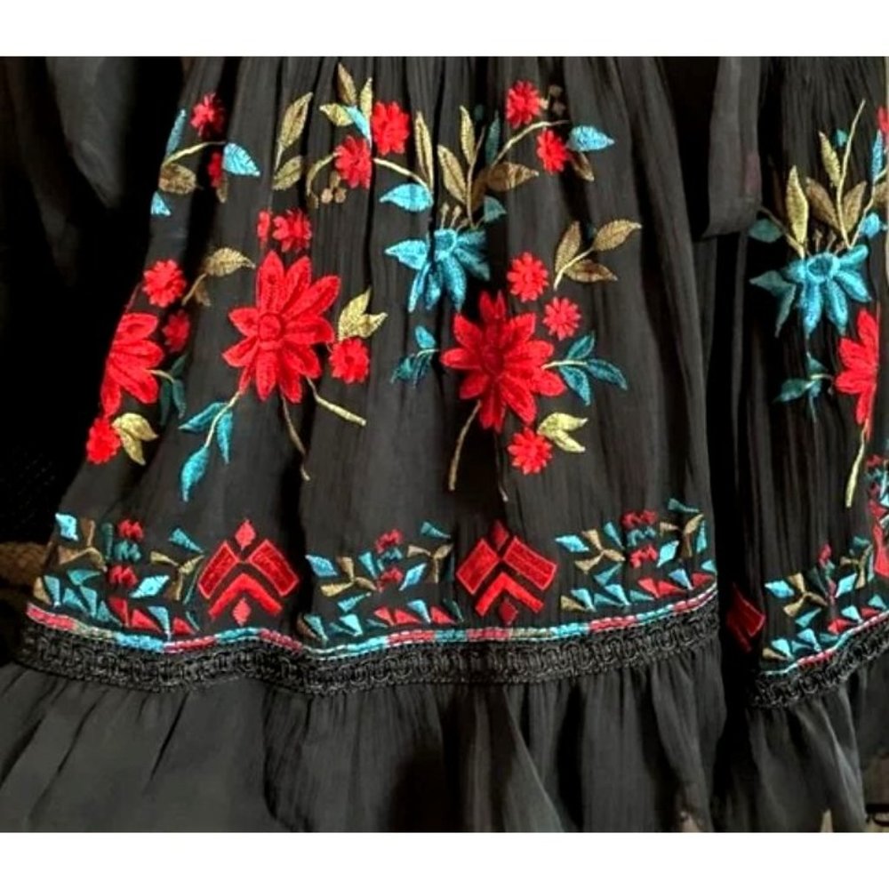 Anthropologie Not So Serious Embroidered Wrap Mini Dress - Picture 7 of 10